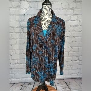 Citiknit women's long sleeve stretch slinky knit floral print size 1x top b22